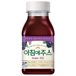 서울우유 아침에주스 포도 210ml, 20개