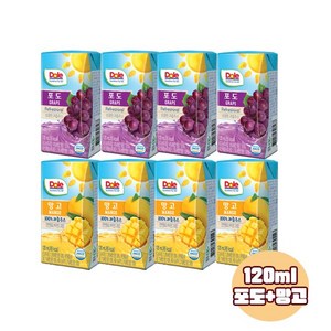 Dole 돌주스 프리미엄 100% 과즙주스 120ml 포도맛12+망고맛12/총24팩/무료배송