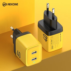 WEKOME 위컴 40W GaN 타입C 2포트 초고속 충전기 초코바나 WM-K100Y, 1개, 옐로우