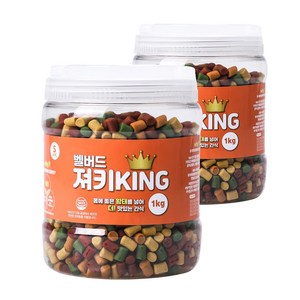 벨버드 져키킹 강아지 간식 S, 혼합맛(황태/연어/참치/오리/치즈), 1kg, 2개