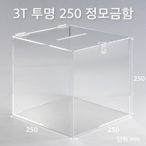 조이사인 정사각 모금함 투표함 아크릴상자 매장/진열용품, 정모금함 250*250/3T 투명 [J2503DT]