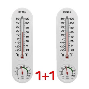 [1+1] (플라스틱 온습도계 A타입 1P+1P=총2P) 온도계 겸 습도계 벽걸이 아날로그 실내 온도습도계, 화이트, 2개, 1개입