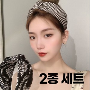 미다미 [2P세트] 로카 블랙패턴 볼드 헤어밴드