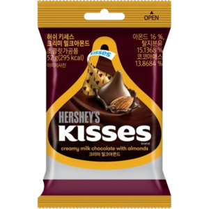 허쉬 키세스 크리미 밀크아몬드 초콜릿, 52g, 3개