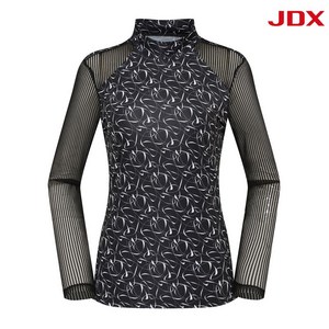 [JDX] 여성 매쉬 패치 패턴 레이어드 긴팔 티셔츠(X2TLU6450BK)