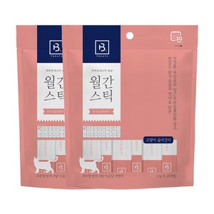 브리더랩 하루에 하나씩 월간스틱 짜먹는 고양이 간식, 혼합맛(닭가슴살/연어), 330g, 2개