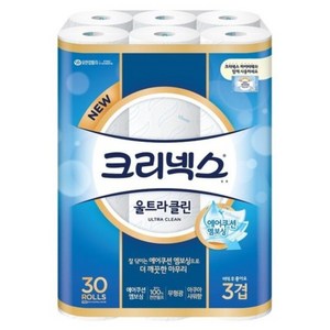 크리넥스 울트라클린 천연펄프 3겹 고급롤화장지, 27m, 30개입, 1개