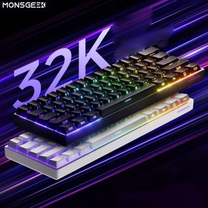 [청이스토어] MONSGEEK FUN60/FUN60 Po/ FUN60 MAX/FUN60 Ulta시리즈 마그네틱 무선 게이밍 기계식 키보드 유선8k 61키배열 RGB 게임 전용, 현광마그네틱축-화이트(측각), FUN60PRO유선8K-리본없음