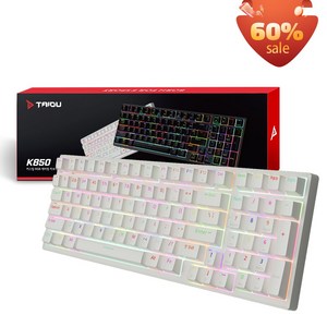 TAIDU 타이두 98키 K850 교체축 RGB 게이밍 기계식 키보드 적축, 화이트