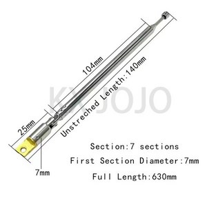 FM 라디오용 범용 텔레스코픽 안테나 고이득 90mm 1 개, 02 7-140mm