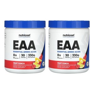 Nuticost EAA 필수 아미노산 과일 펀치 맛 330g 11.6oz 2통 운동 능력, 2개