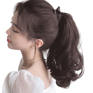 가발위드 웨이브 무광 끈 묶음형 포니테일 다나, 1개, 초콜릿브라운40cm