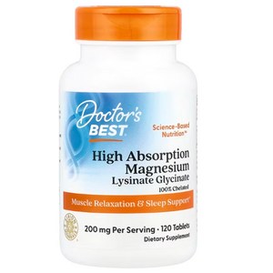 닥터스베스트 고흡수 마그네슘 100mg 120정 리시네이트 글리시네이트 킬레이트 셀룰로스, 30회분, 1개