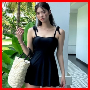 루즈웰 호캉스 비치웨어 모노키니 원피스 수영복, 블랙