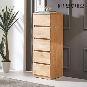 앳홈 테드 속깊은 러버 원목 400 5단 광폭서랍장 (깊이500), 내추럴 원색