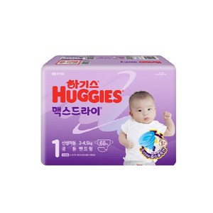 하기스 NEW 맥스드라이 밴드형 기저귀 남녀공용, 1단계, 68매