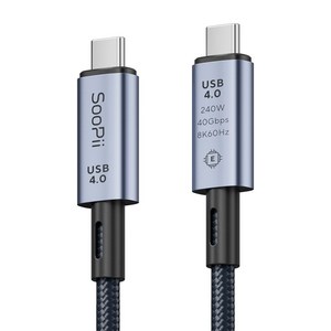 Soopii 240W 40Gbps 8K 썬더볼트 USB4 C to C 초고속 케이블 S43 40cm, 혼합색상, 1개