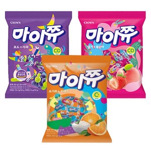 크라운 마이쮸 포도사과+딸기복숭아+요거트오렌지, 284g, 3개