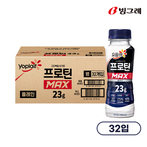 빙그레 요플레 프로틴 맥스 드링크 요거트 32개입, 1개, 210ml