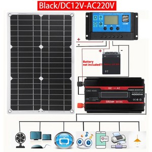 태양광인버터3kw 주택용 700w 500w 220 보조배터리 110v v 태양 광 발전 시스템 20w 태양 전지 패널 배터리 충전기 4000w 태양 광 인버터 전체 키트 태양, 협력사, dc12  ac220v 빨간색, 1개