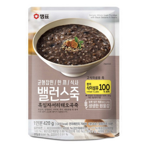 샘표 밸런스죽 흑임자 서리태 오곡죽, 420g, 1개