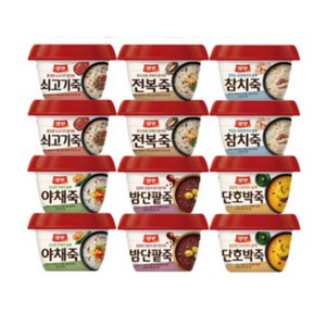 동원 양반죽 밤단팥죽+쇠고기죽+호박죽+참치죽+야채죽+전복죽 혼합 6종, 288g, 12개