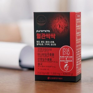 퓨어메타 혈관싹싹 혈압 혈당 콜레스테롤개선 1000mg, 6박스, 30정