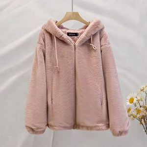 여성용 가을 겨울 소프트 뽀글이 후드 아우터 따뜻한 퍼 재킷 F11028 Women's Jackets