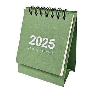 연휴표시 2025년 책상 미니달력 데스크캘린더 2024년 12월 포함, 1개, 그린