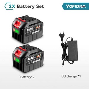 전기톱 Yofidra 마키타 전동 공구용 충전식 리튬 이온 배터리 388VF 22500mAh 15000mAh 928VF, 2x928VF-1 Charger, 6) 2X928VF-1 Charger