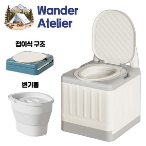 WATELIER 고급 이동식 화장실 간이 캠핑용 변기 좌변기, 1세트, 핑크