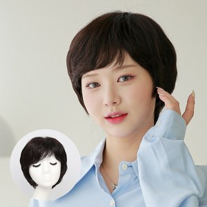 여우가발 스텔라 숏컷 스타일 인모 여자 통가발 W1047, FREE SIZE(54~57cm)-자연검정, 1개