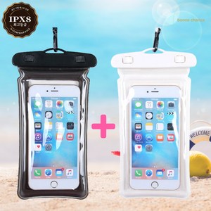 본느셩스 핸드폰 방수팩 IPX8 방수등급 에어쿠션 물놀이, 블랙화이트 22cm x 10.6cm, 1개