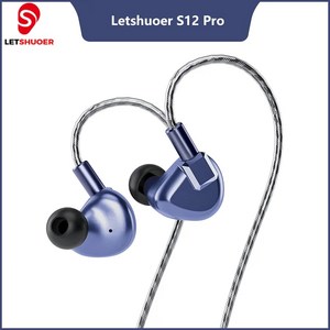 LETSHUOER S12 PRO 자기 평면 드라이버 귀 IEMs 모니터 이어폰 2.5+3.5+4.4mm 3in1 플러그에 HIFI 유선