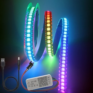 WS2812B Led 스트립 SP110E USB 블루투스 컨트롤러 WS2812 30/60/144 픽셀/m RGB 개별적으로 주소 지정 LED 라이트 키트 DC5V, [02] White PCB, [09] 0.5m 144Led Kit, [01] IP30 Not watepoof, 1개