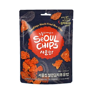 서울칩철판김치볶음밥 얇고 바삭한 김치볶음밥 누룽지칩, 5개, 40g