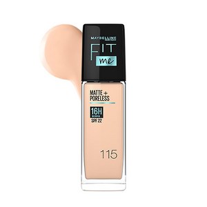 Maybelline New Yok 리퀴드 파운데이션 매트 피니시 SPF 포함 오일 흡수 Fit Me 매트 + 포어리스 115 아이보리 30ml, 115 아이보리 SPF 22, 1개