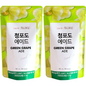 카페베네 청포도에이드 파우치음료, 190ml, 20개