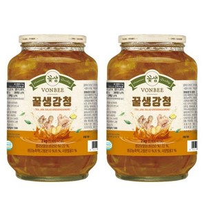 대용량 국산 국내산 꽃샘 본비 꿀생강청 생강청 액상 생강차 생강청 액상 병 2kg x 2 4kg 대용량, 1개입, 2개