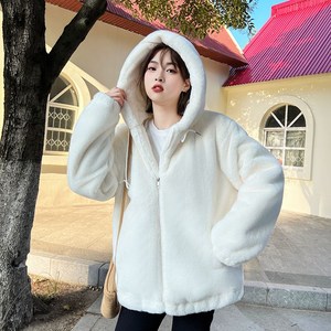 여성용 인조 토끼털 후드 뽀글이 점퍼 Women's Jacket 6K226