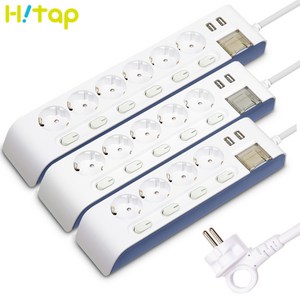 현대일렉트릭 하이탭 개별 스위치 USB 충전 2포트 2800W 국산 안전 멀티탭, 6구, 1개, 1.5m