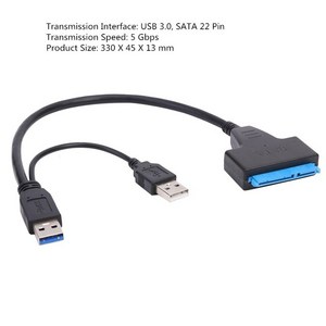 외장 SATA HDD용 고속 어댑터 케이블 USB 3.0-SATA SSD HDD 하드 디스크 드라이브 컨버터 USB2.0 2.5 인치, 0.3m, USB3.0 to SATA, 0 Dual USB3.0