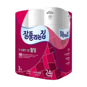 잘풀리는집 퀄팅 3겹 고급롤화장지, 30m, 24개입, 1개