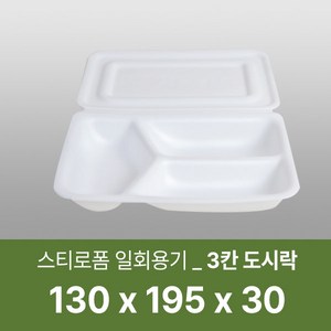 태양산업사 일회용 포장용기 도시락용기 일회용도시락 3칸도시락 100개 1박스, 1개