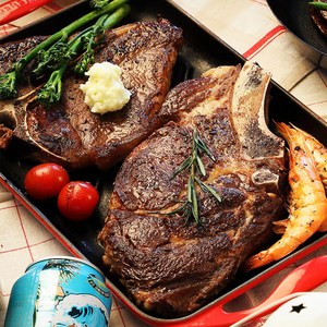 [바라던 토마호크+솔트티본 스테이크 1kg 세트] 스테이크 소스3종 x 2 무료증정, 1개, 토마호크+솔트티본 세트, 01_토마호크500g+솔트티본500g