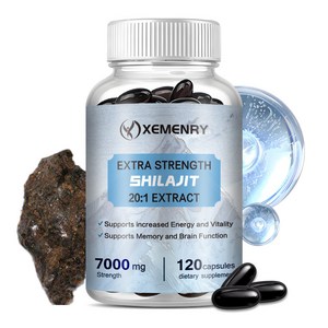 XEMENRY 순수 유기농 히말라야 실라짓 20:1 추출물 캡슐당 7000mg 풀빅산 50% 20배 더 강력하고 미량 미네랄이 풍부하여 기억력과 집중력을 향상시킵니다., 1박스, 120정