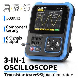 디지털멀티미터 FNIRSI DSO-TC3 휴대용 디지털 오실로스코프 트랜지스터 테스터 다기능 멀티미터 다이오드 전압 LCR 감지 PWM 출력 3 in 1, 1세트, 02 NO.2(Option)