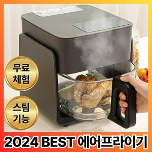 [5초컷세척] 지반 스팀 글라스 에어프라이어 4인용 4.2L