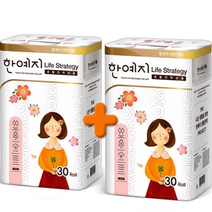 한예지 생활전략 천연펄프 무형광 3겹 롤 화장지, 27m, 30개입, 2개