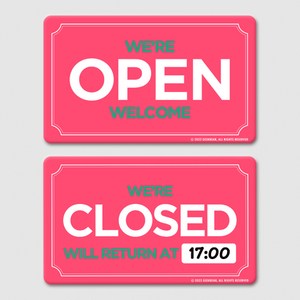 긱베어 OPEN CLOSED 디자인 표시판 가게 영업중 안내판 오픈 플로즈 팻말, 4. 핑크